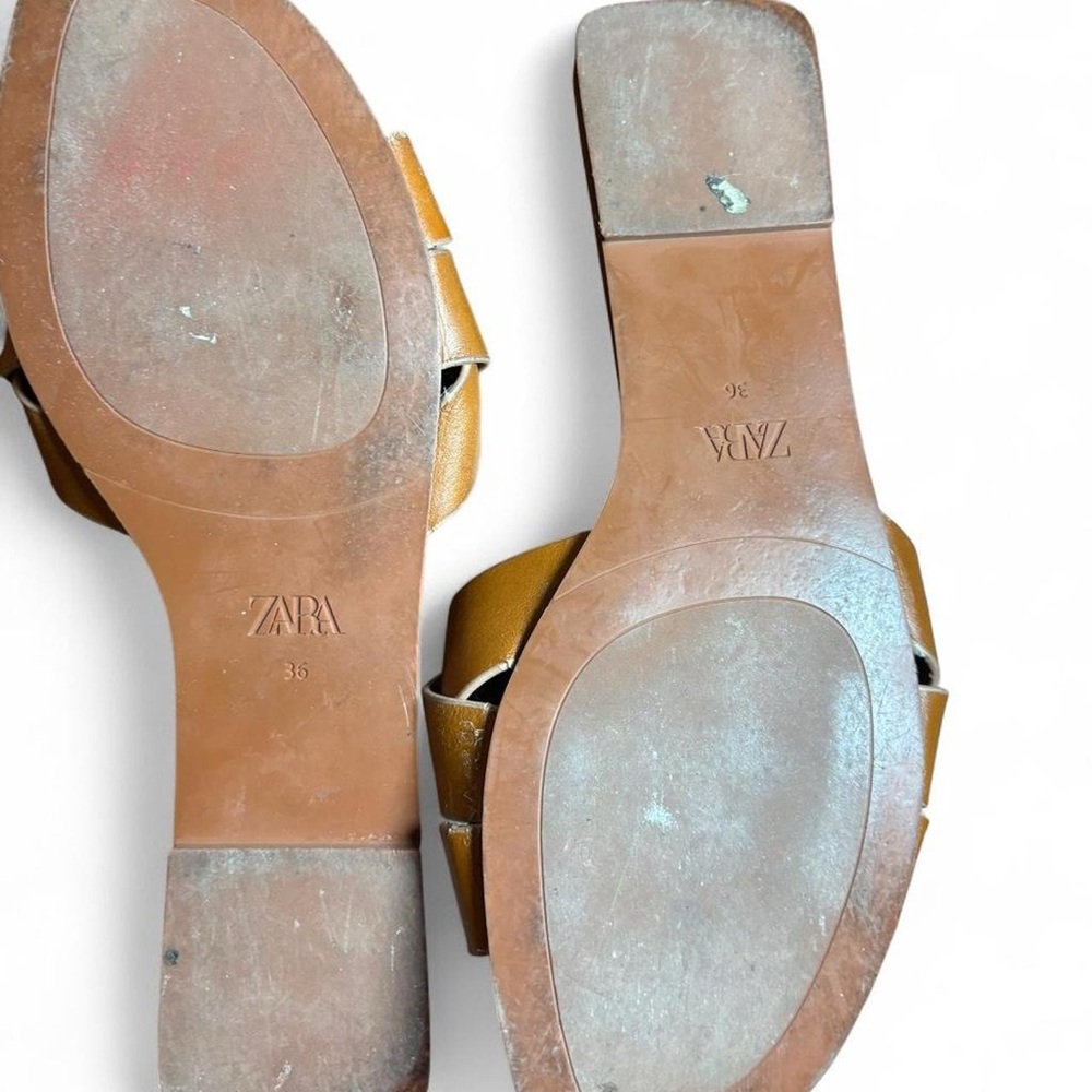 Zara Flat Crossed Leather Sandals - Picture 7 of 7